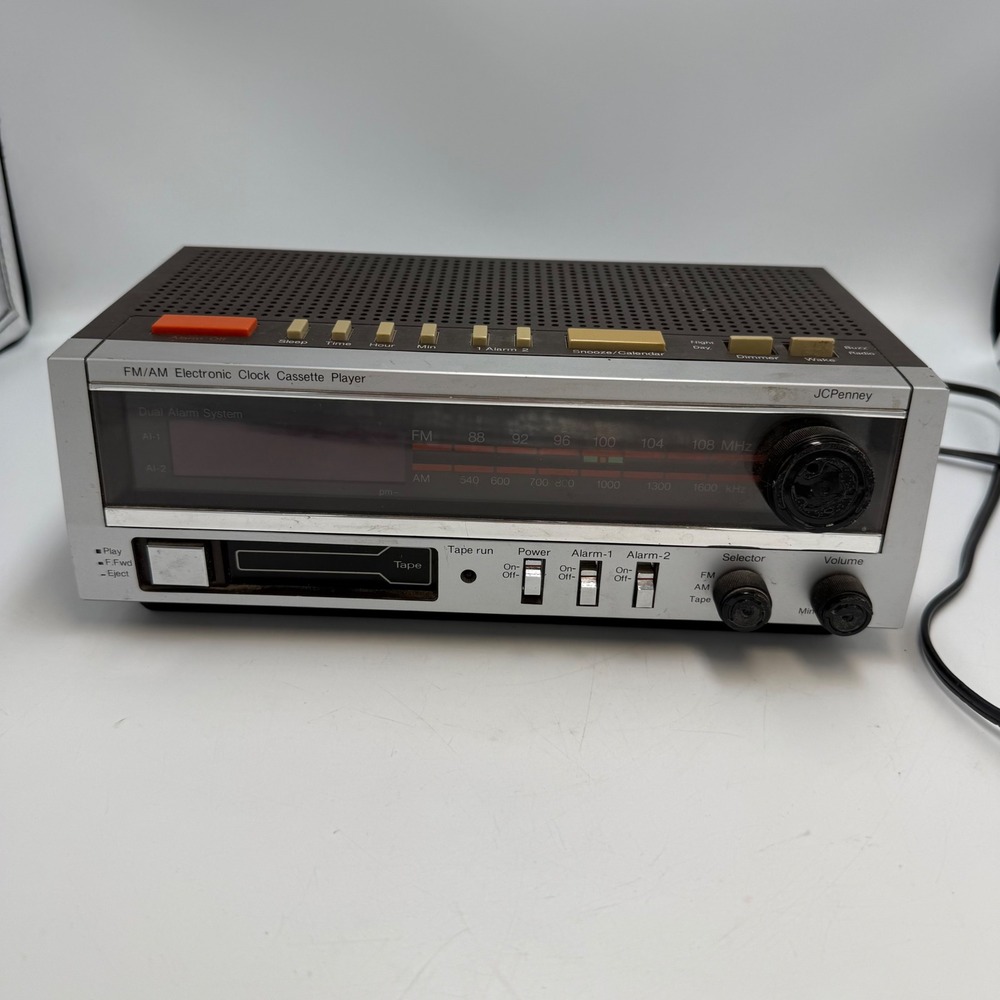 Vintage 80s JCPenney 680-3743 Vintage AM/FM Clock Radio Cassette Player Alarm